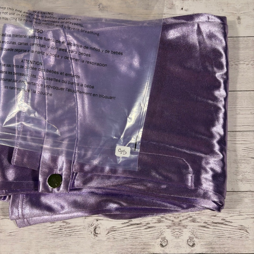 Princess Polly Purple Metallic Flare Pants Rave Festival Y2K Shimmer US 8 - Picture 13 of 13